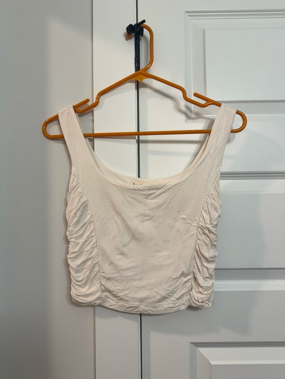 Ruched Side Cream Scoop Tank Top